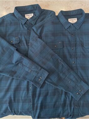 Poncho Men’s Blue Plaid Flannel Button-Up Shirt - Multiples